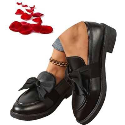 ZPLMIDE Comfortabele orthopedische mocassins voor dames met strik, comfortabele mocassins voor werk en kantoor, Mat zwart, 40.5 EU 40.5 EU ZPLMIDE Comfortabele orthopedische mocassins voor dames met strik, comfortabele mocassins voor werk en kantoor, Mat zwart, 40.5 EU 40.5 EU