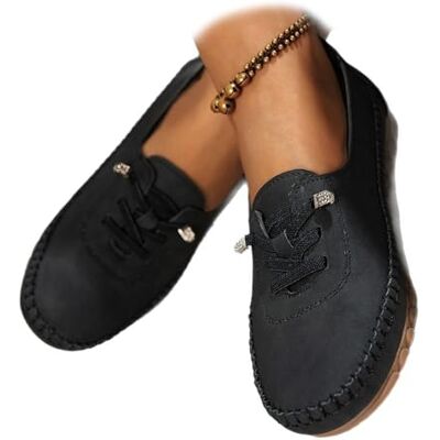 GHTRHSB Vintage leren mocassins voor dames, zacht orthopedisch met ondersteuning van de voetboog, brede pasvorm, ademend, rijmocassins, zwart, 39 EU 39 EU GHTRHSB Vintage leren mocassins voor dames, zacht orthopedisch met ondersteuning van de voetboog, brede pasvorm, ademend, rijmocassins, zwart, 39 EU 39 EU