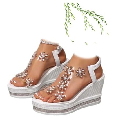 POIOZXD Elegante slip-on sandalen met strass-steentjes en elastische enkelriem met open teen voor dames, Goud 42.5 EU large POIOZXD Elegante slip-on sandalen met strass-steentjes en elastische enkelriem met open teen voor dames, Goud 42.5 EU large