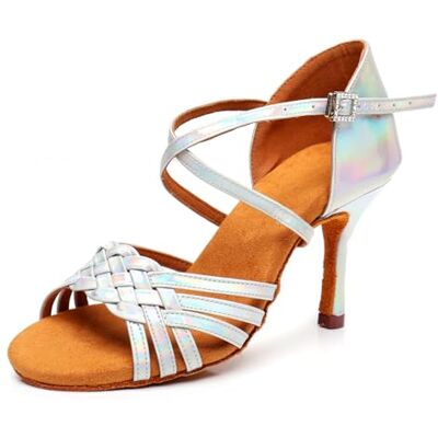 sekiueo Dansschoenen voor dames, Latin Salsa Tango, open teen, gelakt leer, enkelriem en hoge hakken voor training 37 EU sekiueo Dansschoenen voor dames, Latin Salsa Tango, open teen, gelakt leer, enkelriem en hoge hakken voor training 37 EU