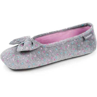 Isotoner Pantoffels, ballerina's, dames, microvelours, ergonomische zool, traagschuim, EU, grijze stippen 41/42 EU Isotoner Pantoffels, ballerina's, dames, microvelours, ergonomische zool, traagschuim, EU, grijze stippen 41/42 EU