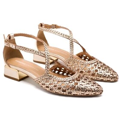 GIOSEPPO Ballerina's van glanzend gevlochten leer, platina, 36 EU 36 EU GIOSEPPO Ballerina's van glanzend gevlochten leer, platina, 36 EU 36 EU