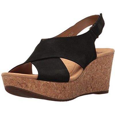 Clarks Annaald Eirwyn, damessandalen, sleehak, US Vrouwen, nubuckleer, zwart 37 EU Clarks Annaald Eirwyn, damessandalen, sleehak, US Vrouwen, nubuckleer, zwart 37 EU