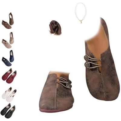 POIOZXD Orthopedische instappers van suède voor dames, orthopedische loafers voor dames, zachte en flexibele orthopedische schoenen met ronde neus, Mary Jane, plat, donkerbruin, 42,5 EU breed 42.5 EU large POIOZXD Orthopedische instappers van suède voor dames, orthopedische loafers voor dames, zachte en flexibele orthopedische schoenen met ronde neus, Mary Jane, plat, donkerbruin, 42,5 EU breed 42.5 EU large
