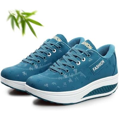 POIOZXD Orthopedische damessneakers met plateauzool, ademend, modieus, casual, leren zool, instappers, Blauw 42.5 EU Large POIOZXD Orthopedische damessneakers met plateauzool, ademend, modieus, casual, leren zool, instappers, Blauw 42.5 EU Large