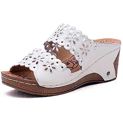 AZAZ Damessandalen met sleehak, open teen, zomerschoenen, dikke plateausandalen met hoge hakken, pantoffels, Romeinse stijl, comfortabel, antislip, goedkoop, Wit. 36 EU AZAZ Damessandalen met sleehak, open teen, zomerschoenen, dikke plateausandalen met hoge hakken, pantoffels, Romeinse stijl, comfortabel, antislip, goedkoop, Wit. 36 EU