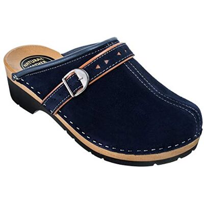 ESTRO Klompen voor dames, van leer, ziekenhuis, sandalen, orthopedische klompen CDL05, Donkerblauw, 38 EU 38 EU ESTRO Klompen voor dames, van leer, ziekenhuis, sandalen, orthopedische klompen CDL05, Donkerblauw, 38 EU 38 EU