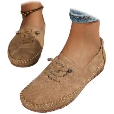 GHTRHSB Vintage leren mocassins voor dames, zachte orthopedische mocassins met ondersteuning van de voetboog, brede pasvorm, ademend, instappers, Kameel., 39 EU 39 EU GHTRHSB Vintage leren mocassins voor dames, zachte orthopedische mocassins met ondersteuning van de voetboog, brede pasvorm, ademend, instappers, Kameel., 39 EU 39 EU