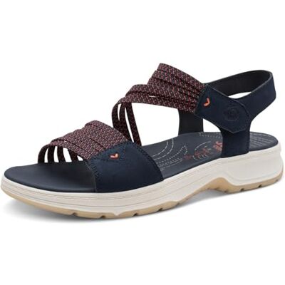 Jana Coshy 8-28661-46 platte damessandalen, marineblauw/oranje., 37 EU 37 EU Jana Coshy 8-28661-46 platte damessandalen, marineblauw/oranje., 37 EU 37 EU