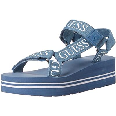 Guess Avin damessandalen met sleehak, blauw wit denim, 37,5 EU, Blauw denim wit 37.5 EU Guess Avin damessandalen met sleehak, blauw wit denim, 37,5 EU, Blauw denim wit 37.5 EU