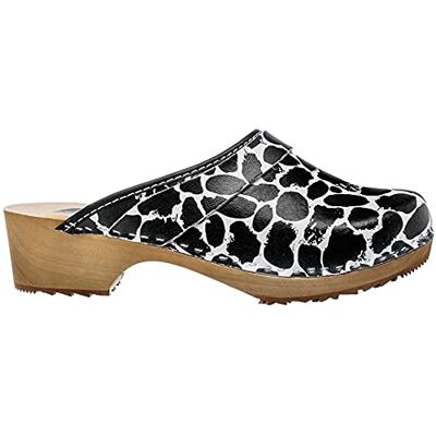ESTRO Damesklompen van leer, ziekenhuisschoenen, damesslippers, orthopedische klompen CDL06, wit zwart, 38 EU 38 EU ESTRO Damesklompen van leer, ziekenhuisschoenen, damesslippers, orthopedische klompen CDL06, wit zwart, 38 EU 38 EU