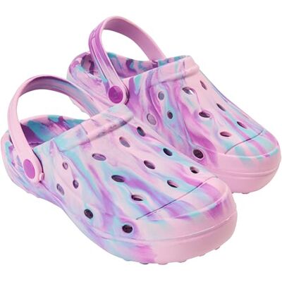 CityComfort Clogs voor kinderen, meisjes, tuinschoenen, zomer, tie-dye met riem, klompen voor kinderen, strand, zwembad, binnen (31/32 EU, violet tie dye) 31/32 EU Étroit CityComfort Clogs voor kinderen, meisjes, tuinschoenen, zomer, tie-dye met riem, klompen voor kinderen, strand, zwembad, binnen (31/32 EU, violet tie dye) 31/32 EU Étroit