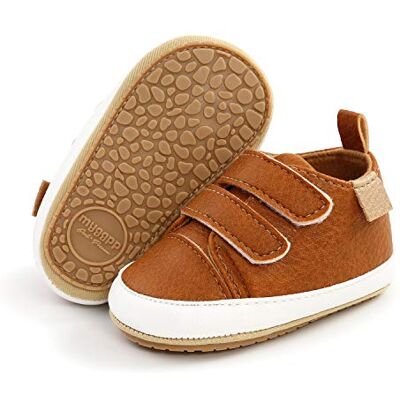 BABSMULY Babyschoenen voor jongens en meisjes, met antislip rubberen zool, PU-leer, babysneakers, platte schoenen voor pasgeborenen, bruin, 6-12 maanden 6-12 maanden BABSMULY Babyschoenen voor jongens en meisjes, met antislip rubberen zool, PU-leer, babysneakers, platte schoenen voor pasgeborenen, bruin, 6-12 maanden 6-12 maanden