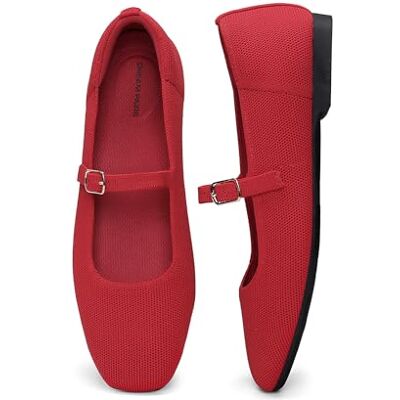 DREAM PAIRS Casual platte schoenen met puntige teen voor dames, comfortabele platte instappers, Rood 38 EU DREAM PAIRS Casual platte schoenen met puntige teen voor dames, comfortabele platte instappers, Rood 38 EU
