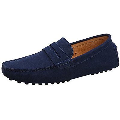 Jamron heren suède penny loafers, comfortabele instappers, mocassins, Navy Blauw 43 EU Jamron heren suède penny loafers, comfortabele instappers, mocassins, Navy Blauw 43 EU