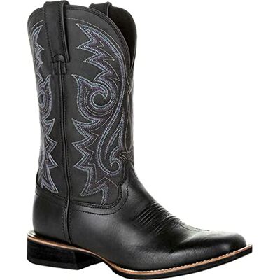 KKPW Cowboylaarzen Wijde Klassieke Vintage Mid Kuit Geborduurde Puntige teen Blokhak Lange Slip-on Laarzen, Bruin, zwart., 47 EU 47 EU KKPW Cowboylaarzen Wijde Klassieke Vintage Mid Kuit Geborduurde Puntige teen Blokhak Lange Slip-on Laarzen, Bruin, zwart., 47 EU 47 EU
