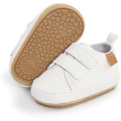 BABSMULY Babyschoenen voor jongens en meisjes, met antislip rubberen zool, PU-leer, babysneakers, platte schoenen voor pasgeborenen, wit, 6-12 maanden 6-12 maanden BABSMULY Babyschoenen voor jongens en meisjes, met antislip rubberen zool, PU-leer, babysneakers, platte schoenen voor pasgeborenen, wit, 6-12 maanden 6-12 maanden