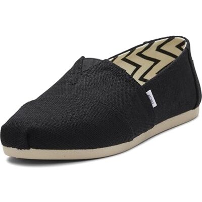 TOMS Alpargata Mocassins voor dames, van gerecycled katoen, Zwart/Wit 42.5 EU TOMS Alpargata Mocassins voor dames, van gerecycled katoen, Zwart/Wit 42.5 EU