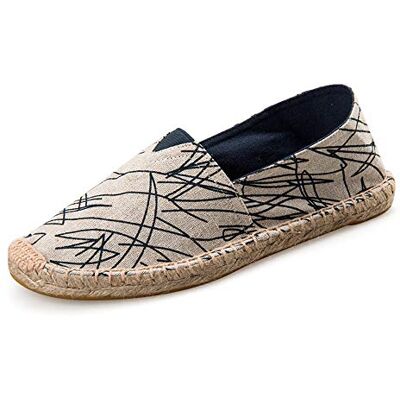 Surwin Espadrilles voor dames, gesneden, zomer, casual, elegant, comfortabel, ademend, plat, loafers schoenen met geweven zool, geometrie, marineblauw Surwin Espadrilles voor dames, gesneden, zomer, casual, elegant, comfortabel, ademend, plat, loafers schoenen met geweven zool, geometrie, marineblauw