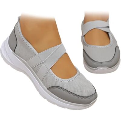 HESYSUAN Mary Jane Orthopedische damessneakers van ademend mesh met dikke zool, comfortabele instapschoenen, grijs., 40,5 EU Large 40,5 EU Large HESYSUAN Mary Jane Orthopedische damessneakers van ademend mesh met dikke zool, comfortabele instapschoenen, grijs., 40,5 EU Large 40,5 EU Large