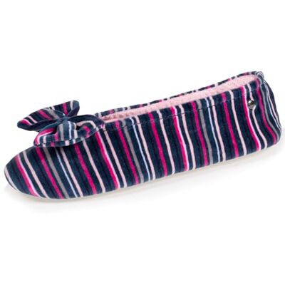 Isotoner Zeer comfortabele ballerina's voor dames, van biologisch katoen en leren zool, grote strik, Blauwe strepen, 39/40 EU 39/40 EU Isotoner Zeer comfortabele ballerina's voor dames, van biologisch katoen en leren zool, grote strik, Blauwe strepen, 39/40 EU 39/40 EU
