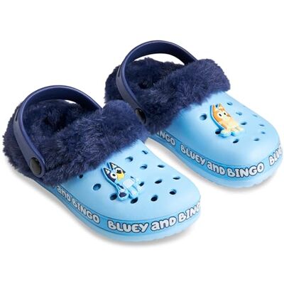 BLUEY Clogs met afneembare bontvoering en bedels voor meisjes, cadeaus voor kinderen, blauw, 32 EU 32 EU BLUEY Clogs met afneembare bontvoering en bedels voor meisjes, cadeaus voor kinderen, blauw, 32 EU 32 EU
