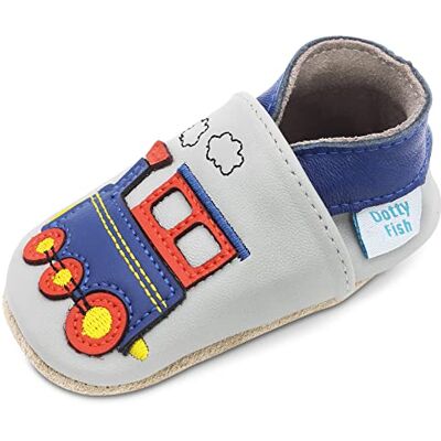 Dotty Fish Baby- en kinderschoenen van zacht leer, antislip, licht en ademend, zachte zool voor de eerste stappen, uniseks, 0-5 jaar, Brits merk, Trein 28 EU Dotty Fish Baby- en kinderschoenen van zacht leer, antislip, licht en ademend, zachte zool voor de eerste stappen, uniseks, 0-5 jaar, Brits merk, Trein 28 EU