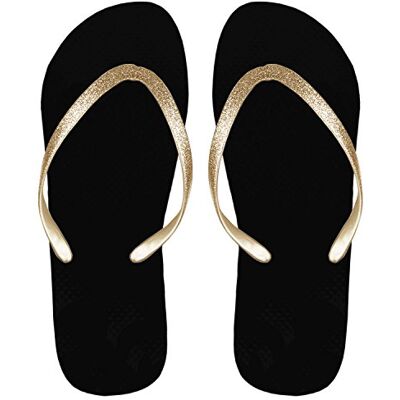 SUGAR ISLAND ® Dames zomer strand flip flop slippers zwembad schoenen glitter goud zwart 38/39 EU 38/39 EU SUGAR ISLAND ® Dames zomer strand flip flop slippers zwembad schoenen glitter goud zwart 38/39 EU 38/39 EU