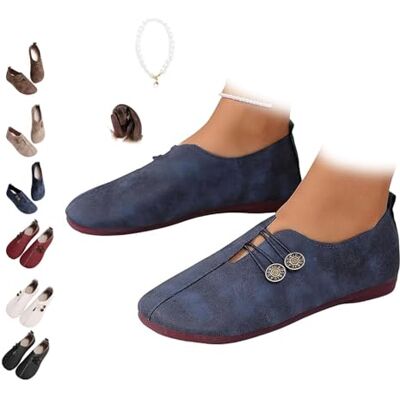 POIOZXD Mocassins orthopédiques en daim pour femmes, mocassins orthopédiques pour femmes, chaussures orthopédiques douces et flexibles à bout rond Mary Jane plates, bleu, 42.5 EU large 42.5 EU large POIOZXD Mocassins orthopédiques en daim pour femmes, mocassins orthopédiques pour femmes, chaussures orthopédiques douces et flexibles à bout rond Mary Jane plates, bleu, 42.5 EU large 42.5 EU large