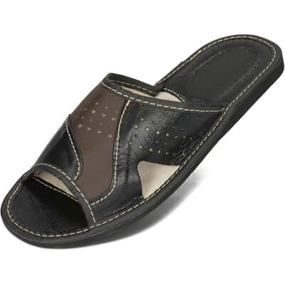 BeComfy Heren leren schoenen huispantoffels pantoffels bruin zwart rood comfortabele pantoffels zomer 40 41 42 43 44 45 46 EU, Zwart en donkerbruin 44 EU BeComfy Heren leren schoenen huispantoffels pantoffels bruin zwart rood comfortabele pantoffels zomer 40 41 42 43 44 45 46 EU, Zwart en donkerbruin 44 EU