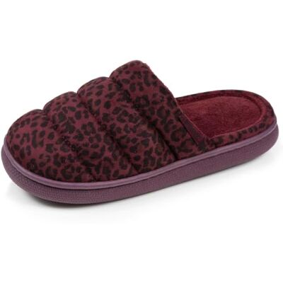 Isotoner Pantoffels voor dames, muiltjes, 36 EU, bordeauxrood luipaard 36 EU Isotoner Pantoffels voor dames, muiltjes, 36 EU, bordeauxrood luipaard 36 EU