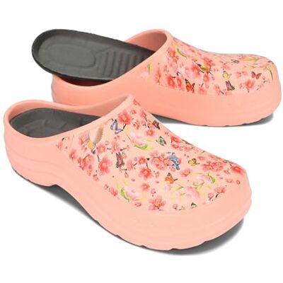 BeComfy Comfortabele en ultralichte EVA-klompen voor dames en heren met moro of bloemenprint 36-46 EU, perzikbloemen, 40 EU 40 EU BeComfy Comfortabele en ultralichte EVA-klompen voor dames en heren met moro of bloemenprint 36-46 EU, perzikbloemen, 40 EU 40 EU