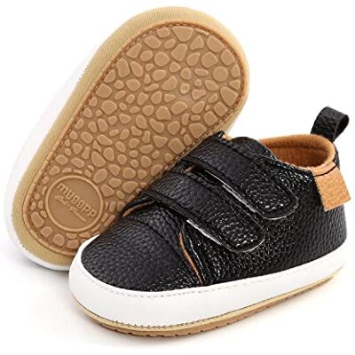 BABSMULY Babyschoenen voor jongens en meisjes, met antislip rubberen zool, PU-leer, babysneakers, platte schoenen voor pasgeborenen, zwart, 12-18 maanden 12-18 maanden BABSMULY Babyschoenen voor jongens en meisjes, met antislip rubberen zool, PU-leer, babysneakers, platte schoenen voor pasgeborenen, zwart, 12-18 maanden 12-18 maanden