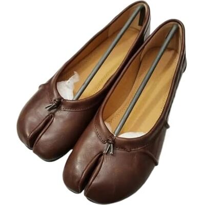 DUEXIOLY Tabi Chaussures Bout Fendu Femmes Ballerines Mode Tabi Chaussures décontracté sans Lacet Mocassins Dames en Cuir plissé pour la Femme, Marron, 39 EU 39 EU DUEXIOLY Tabi Chaussures Bout Fendu Femmes Ballerines Mode Tabi Chaussures décontracté sans Lacet Mocassins Dames en Cuir plissé pour la Femme, Marron, 39 EU 39 EU