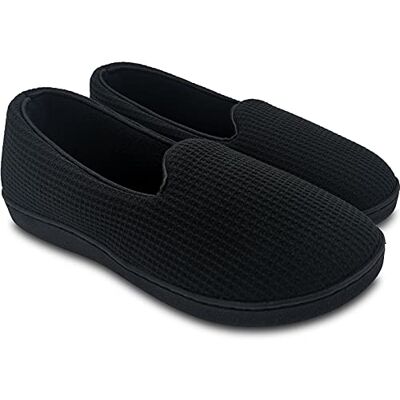ofoot Pantoffels voor dames, huis, comfort, met gesloten rug, slipper, mocassins, schuimrubber, binnen en buiten, antislip, zwart. 39/40 EU ofoot Pantoffels voor dames, huis, comfort, met gesloten rug, slipper, mocassins, schuimrubber, binnen en buiten, antislip, zwart. 39/40 EU