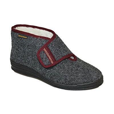 Intermax Damesslippers met klittenbandsluiting, gevoerd met scheerwol, vilt antraciet, 39 EU 39 EU Intermax Damesslippers met klittenbandsluiting, gevoerd met scheerwol, vilt antraciet, 39 EU 39 EU