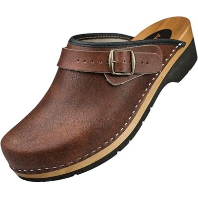 APREGGIO Houten klompen voor heren, houten schoenen van leer, praktische tuinklompen, ergonomische leren klompen voor heren, bruin, 45 EU 45 EU APREGGIO Houten klompen voor heren, houten schoenen van leer, praktische tuinklompen, ergonomische leren klompen voor heren, bruin, 45 EU 45 EU