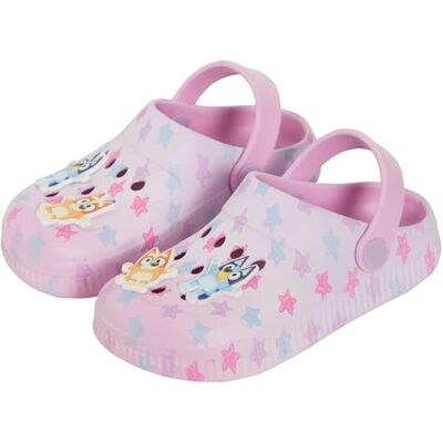 BLUEY Roze klompen voor kinderen met bedels, indoor- en outdoorsandalen met enkelriem, strandschoenen, Roze, 23 EU 23 EU BLUEY Roze klompen voor kinderen met bedels, indoor- en outdoorsandalen met enkelriem, strandschoenen, Roze, 23 EU 23 EU