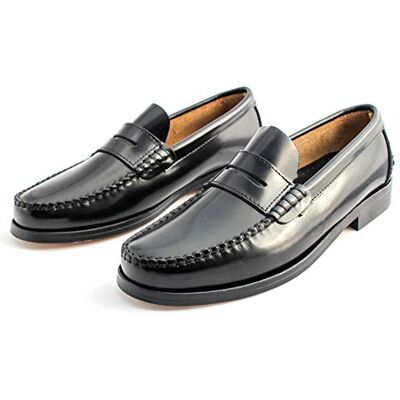 MARTTELY Castellanos Artesanos Penny mocassins met leren zolen, handgemaakt in Spanje, zwart, 44 EU 44 EU MARTTELY Castellanos Artesanos Penny mocassins met leren zolen, handgemaakt in Spanje, zwart, 44 EU 44 EU