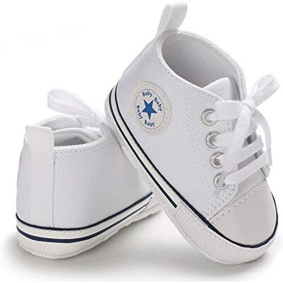 Sehfupoye Babyschoenen voor meisjes en jongens, sneakers voor peuters, canvas, eerste wandelschoenen voor pasgeborenen, antislip, prewalker sneakers voor 0-18 maanden, wit, 0-6 maanden 0-6 mois Sehfupoye Babyschoenen voor meisjes en jongens, sneakers voor peuters, canvas, eerste wandelschoenen voor pasgeborenen, antislip, prewalker sneakers voor 0-18 maanden, wit, 0-6 maanden 0-6 mois