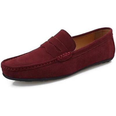 HOOENG Loafers voor heren schort teen suède vamp effen kleur Penny mocassins schoen flexibele platte hak licht casual bruiloft zonder veters, Rood, 45 EU 45 EU HOOENG Loafers voor heren schort teen suède vamp effen kleur Penny mocassins schoen flexibele platte hak licht casual bruiloft zonder veters, Rood, 45 EU 45 EU
