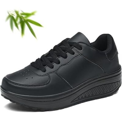 POIOZXD Orthopedische damessneakers met plateauzool, ademend, modieus, casual, leren zool, instappers, zwart. 42.5 EU large POIOZXD Orthopedische damessneakers met plateauzool, ademend, modieus, casual, leren zool, instappers, zwart. 42.5 EU large