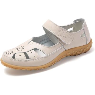 GHTRHSB Mary Jane Orthopedische mocassins voor dames, ademend, gesloten teen, zomer, casual, instappers, lage sleehak, Beige 38 EU Large GHTRHSB Mary Jane Orthopedische mocassins voor dames, ademend, gesloten teen, zomer, casual, instappers, lage sleehak, Beige 38 EU Large