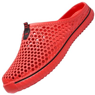 SAGUARO Clogs ademende mesh pantoffels zomer holle pantoffels tuinschoenen vrije tijd badschoenen strand aqua slippers platte zool pantoffels dames heren, rood, 43 EU 43 EU SAGUARO Clogs ademende mesh pantoffels zomer holle pantoffels tuinschoenen vrije tijd badschoenen strand aqua slippers platte zool pantoffels dames heren, rood, 43 EU 43 EU