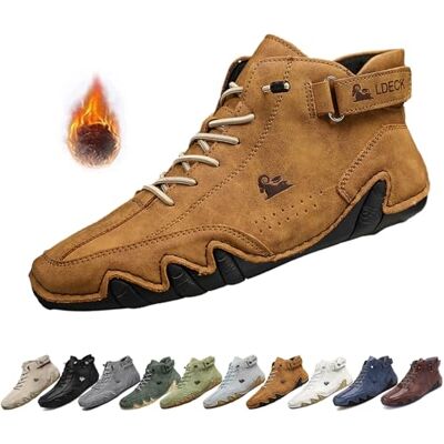 Overhil1s Handgemaakte suède hoge laarzen voor heren, casual slip-on waterdichte schoenen, antislip, comfortabel, licht, blotevoetenschoenen voor wandelen en autorijden 42 EU Overhil1s Handgemaakte suède hoge laarzen voor heren, casual slip-on waterdichte schoenen, antislip, comfortabel, licht, blotevoetenschoenen voor wandelen en autorijden 42 EU