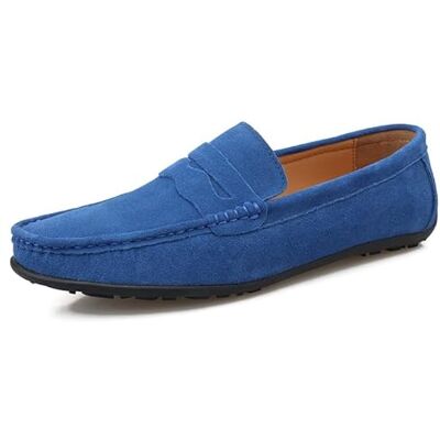 HOOENG Loafers voor heren schort teen suède vamp effen kleur Penny mocassins schoen flexibele platte hak licht casual bruiloft zonder veters, Royal Blauw, 45 EU 45 EU HOOENG Loafers voor heren schort teen suède vamp effen kleur Penny mocassins schoen flexibele platte hak licht casual bruiloft zonder veters, Royal Blauw, 45 EU 45 EU
