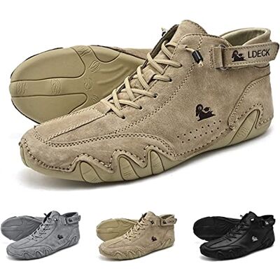 Overhil1s Handgemaakte Italiaanse suède hoge laarzen Becks Shoes waterdichte suède casual sneakers voor heren, hoge Chukka laarzen voor heren, antislip en ademend (kaki, 48 EU) Overhil1s Handgemaakte Italiaanse suède hoge laarzen Becks Shoes waterdichte suède casual sneakers voor heren, hoge Chukka laarzen voor heren, antislip en ademend (kaki, 48 EU)