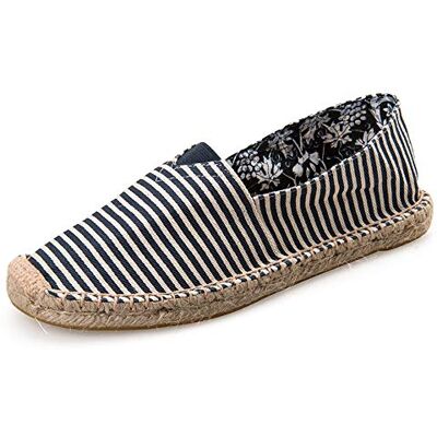 Surwin Espadrilles Dames Paren, Zomer Casual Elegant Comfort Ademend Platte Loafers Schoenen met Geweven Zool Strepen Marineblauw 39 EU 39 EU Surwin Espadrilles Dames Paren, Zomer Casual Elegant Comfort Ademend Platte Loafers Schoenen met Geweven Zool Strepen Marineblauw 39 EU 39 EU