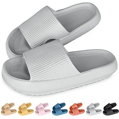 SHAINE Cozislides Cloudyzz Slippers, originele slippers, wolken, rubber, huisslippers, badschoenen, antislip, zomer, tuin, badslippers, flipflops voor dames en heren, grijs, 38/39 EU SHAINE Cozislides Cloudyzz Slippers, originele slippers, wolken, rubber, huisslippers, badschoenen, antislip, zomer, tuin, badslippers, flipflops voor dames en heren, grijs, 38/39 EU