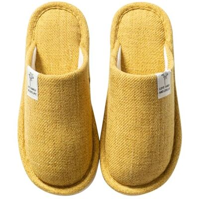 Colexy Slippers voor dames en heren, antislip, katoen, linnen, comfortabel en ademend materiaal, pantoffels voor binnen, gastenpantoffels, wasbaar, herfst, winter, hotelpantoffels, spa, geel, 38/39 EU Colexy Slippers voor dames en heren, antislip, katoen, linnen, comfortabel en ademend materiaal, pantoffels voor binnen, gastenpantoffels, wasbaar, herfst, winter, hotelpantoffels, spa, geel, 38/39 EU